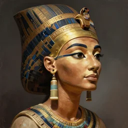 brown skin queen nefertiti portrait close-up, highly detailed, digital painting, artstation, concept art, sharp focus, illustration, orientalism, edwin long, bouguereau