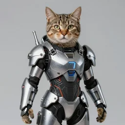 cat on an futuristic armor clothing, 8k