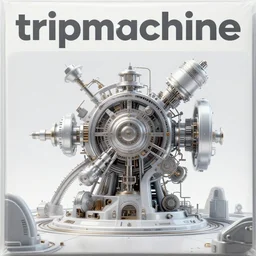 album art, tripmachine, album is called tripmachine, photo of a huge futuristic steampunk machinery inside a futuristic generator, 8 k, fluorescent colors, halluzinogenic, multicolored, exaggerated detailed, front shot, 3 d render, octane