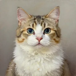 oil painting of a cat that's had all the cream