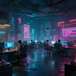 photo environement cyberpunk office : 4, 4 k rtx hdr volume light concept studio matte painting environement digital illustration style cyberpunk 2 0 7 7 artstation artur tarnowski, mihai muscan, marcin tomalak, marta leydy, marcin stepien, charlotte hughes, zuzanna dabrowa neon bioluminiscence