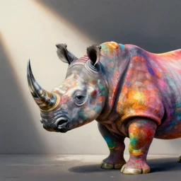 side profile of rainbow rhino drawn by artgerm