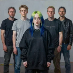 Billie Eilish by jacek yerka, alex gray, zdzisław beksiński, dariusz zawadzki, jeffrey smith and h.r. giger, oil on canvas, 8k highly professionally detailed, trending on artstation