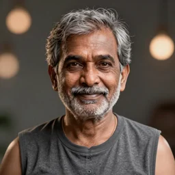 incredibly realistic, too detailed portrait of a caricature of the indian dad with mustache and sleeveless shirt, centered portrait, octane render, bump mapping, global illumination, unreal engine 5, 8 k, bokeh, d & d digital art, mark ryden, rob gonsalves