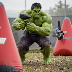 film still of hulk playing paintball in the new avengers movie, 4 k