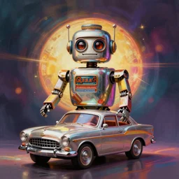 A Centered Portrait of a Lowrider Toy Robot, Chicano Airbrush Art, artstation