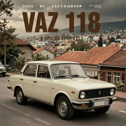vaz 2101 in east European city. Film poster. Epic cinematic
