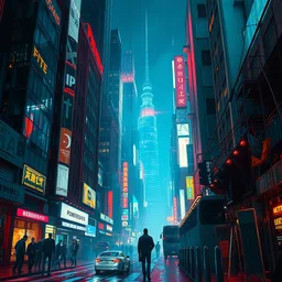 cyberpunk, intimate, city, spotlight, passionate, by greg rutkowski, by jeremy mann, by francoise nielly,, 4 k, light emitting
