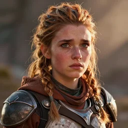 portrait of afraid Aloy from Horizon: Zero Dawn, comic book illustration, by John Kirby