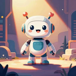 cute!! happy!! centered robot futuristic centered vibrant concept art by artstation vector ( liam brazier )