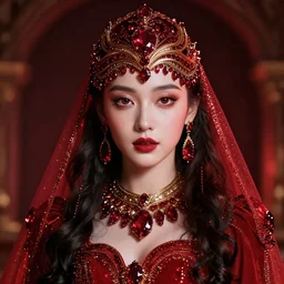 portrait of wonderful princess of rubies with fair skin, ornate 8 k gorgeous intricate detailed, red accent lighting, dramatic cinematic light, award winning photography, octane render