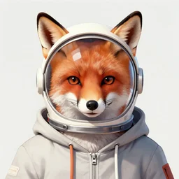 portrait of fox in hoodie in astronaut helmet by greg hildebrandt and michael hutter