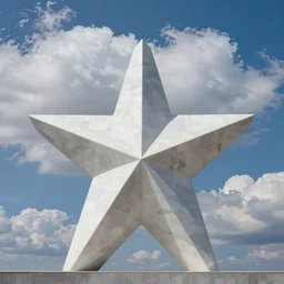 white cloud and blue sky in the shape of a large statue, jeff koons