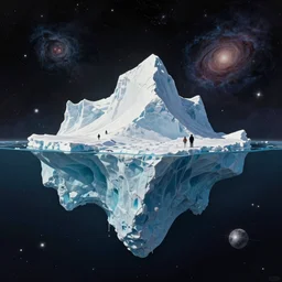 an exposed iceberg floating in space with the universe inside, by anato finnstark, by alena aenami, by john harris, by ross tran, by wlop, by andreas rocha