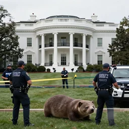 otter FBI agents raiding Donald Trumps house ,photo realistic