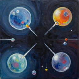 abstract painting of science battling against the void