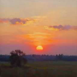 Lovely sunset oil painting