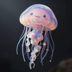 cute fumo plush of a jellyfishgirl, jellyfish, anime girl, fumo
