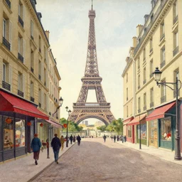 color serigraphy of paris streets, by henri riviere