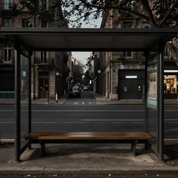dark city bus stop, by Caravaggio,very detailed,ArtStation