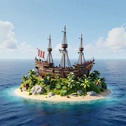 a beautiful island in the middle of the ocean where pirates stand when they are not on their ship, it's a beautiful day, by Sylvain Sarrailh, by Sylvain Sarrailh