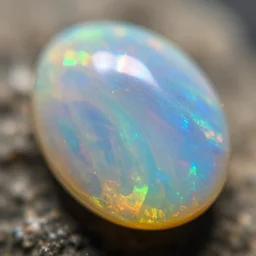 iridescent gemstone, refraction, shining, all colours, opal, nature, photo, blur, raytracing, unreal engine, macro shot, detail, lens flare