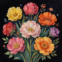 beautiful flowers by mœbius, overdetailed art, colorful, record jacket
