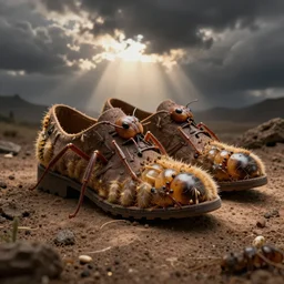 shoes made from giant ants and maggots