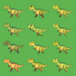 a dinosaur running sprite sheet animation 1 6 x 1 6 frames
