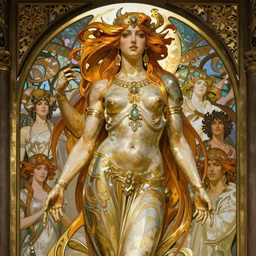 realistic cybertronic statue of shiva in hindu temple by alphonse mucha, ayami kojima, amano, greg hildebrandt, and mark brooks, feminine, art nouveau, cyberpunk, neo - gothic, gothic, character concept design