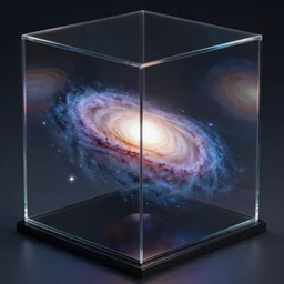 glass box contains galaxies, highly detailed, concept art, realistic, octane render, unreal engine, up close shot