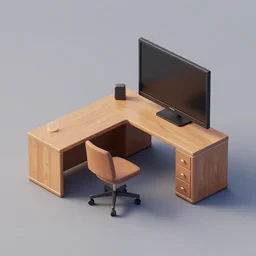 room with one desk and one chair and one television, isometric 3 d render by chris labrooy, artstation, photorealism, rendered in unreal engine, artstation hq, physically based rendering