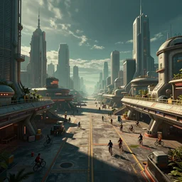 immaculate wide shot ambient occlusion of an retrofuturistic spaceport, cycles render, turbosquid, wide, isometric metropolis filmic, vaporwave, edward hopper, gotham, vanishing point, leading lines