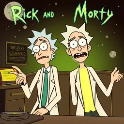 pulp fiction in the style of rick and morty