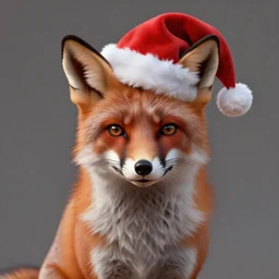 perfectly-centered-Portrait-full-shot of a fox, wearing a santa hat, intricate, elegant, super highly detailed, professional digital painting, artstation, concept art, smooth, sharp focus, no blur, no dof, extreme illustration, Unreal Engine 5, 8K, art by artgerm and greg rutkowski and alphonse mucha and loish and WLO