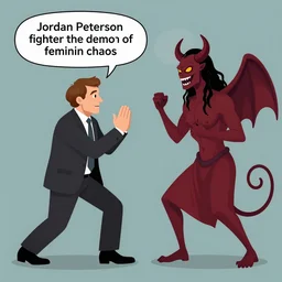 Jordan Peterson fighting the demon of feminin chaos