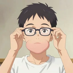 anime portrait of a skinny  man using glasses with a huge and big  Adam's apple, trending on artstation