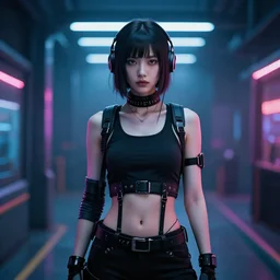 a beautiful cyberpunk woman, canon eos r 3, f / 1. 4, iso 2 0 0, 1 / 1 6 0 s, 8 k, raw, unedited, symmetrical balance, in - frame