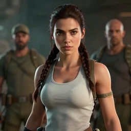 portrait of lara croft. sharp focus, cinematic pose, cinematic lighting, unreal engine render. art by josan gonzales and moebius and deathburger.