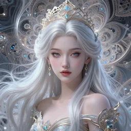 wonderful princess of fractals, beautiful face, hyper detailed, flowing background intricate and detailed, ornate 8 k gorgeous intricate detailed, octane render, smooth platinum