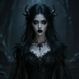 stunning Gothic goddess of beauty, dark and mysterious, atmospheric, ominous, eerie, cinematic, Epic, 8k, 4k, ultra detail, ultra realistic, rendered by awesomeness