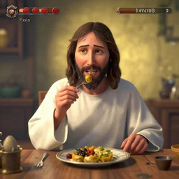 jesus eating in a video game