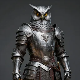 portrait photograph of a warrior with metal owl armour.  Extremely detailed. 8k