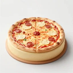 A hyperrealistic cake of a pizza, illustrated by Gaston Bussiere, trending on artstation, 4k, 8k, professional photography