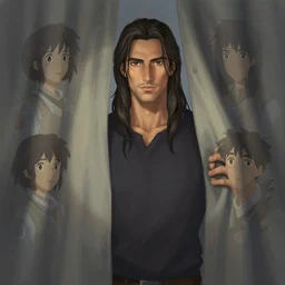 a handsome man with dark long hair in curtain, game design fanart by concept artist gervasio canda, behance hd by jesper ejsing, by rhads, makoto shinkai and lois van baarle, ilya kuvshinov