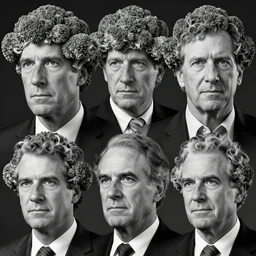 u. s. presidents with broccoli hair black and white photos, highly detailed and intricate, sharp focus, photography, unreal engine, trending on artstation, photorealistic, octane, hyper detailed, trending on deviantart,