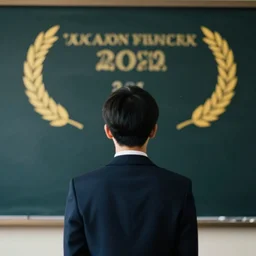 a 3 5 mm photo from the back of a teacher standing in front of a blank blackboard, symmetrical, bokeh, canon 5 0 mm, cinematic lighting, film, photography, depth of field, award - winning, bokeh
