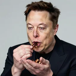 elon musk eats handfuls of maggots