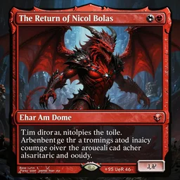 the return of nicol bolas the dragon god, in the style of magic the gathering, red and black and blue color scheme, d & d, fantasy, art by raymond swanland and svetlin velinov, intricate detail, cinematic, 8 k, cel shaded, unreal engine, featured on artstation, pixiv