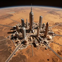 great big city on the surface of mars, matte painting, sci - fi, beautifully detailed, smooth, high quality, intricate, epic, by nikolay makovsky